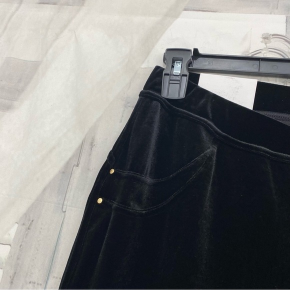 NEW Calvin Klein Size 0X Black Modern Leggin Slim Leg Velvet Pants Faux  Pockets - Picture 4 of 11